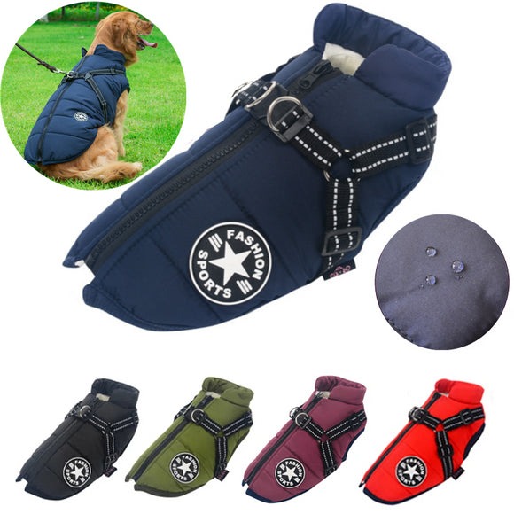 Waterproof Dog Jacket With Harness. Keep your Dog warm and dry in winter. - hipsterdoofus